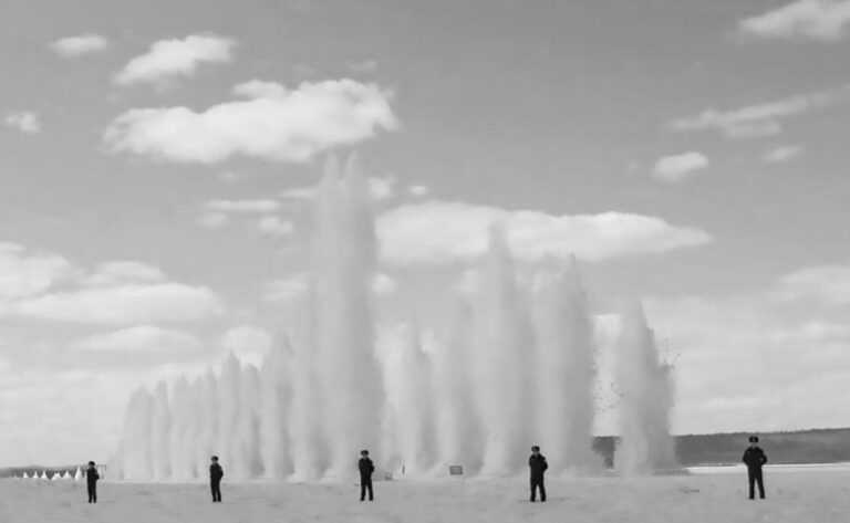 Read more about the article 100ft Pillars As Ice Blasted Into Air With Explosives