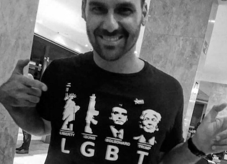 Read more about the article Brazil Presidents Son Slammed For LGBT Trump T-Shirt