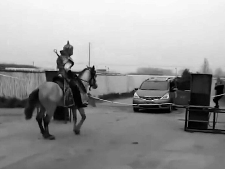 Read more about the article Knight In Shining Armour On Horse Patrols Coronavirus Rd