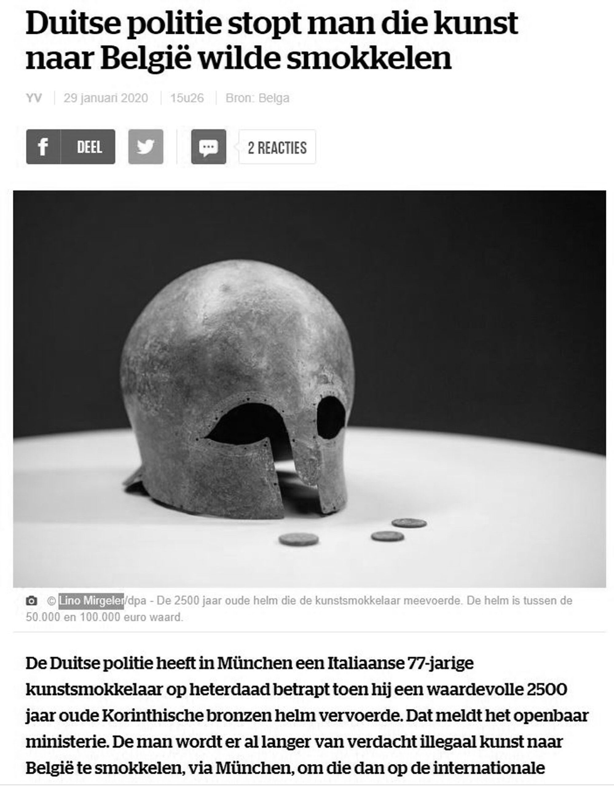 Read more about the article Smuggler Had Magneto-Style Corinthian Helmet From 400AD