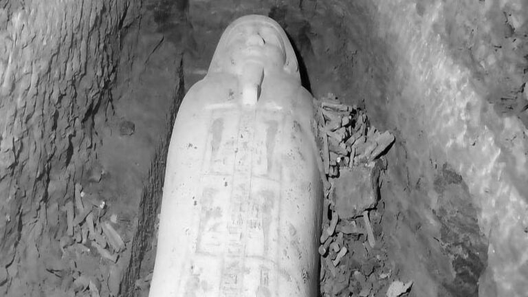 Read more about the article Egyptian Archeologists Find Rare Limestone Sarcophagus