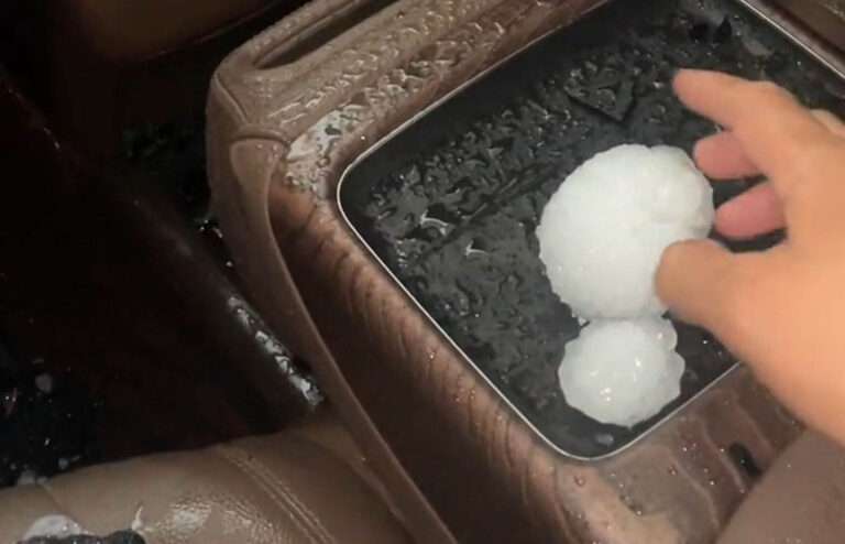 Read more about the article Golf Ball-Sized Hailstones Smash Through Car Sunroof