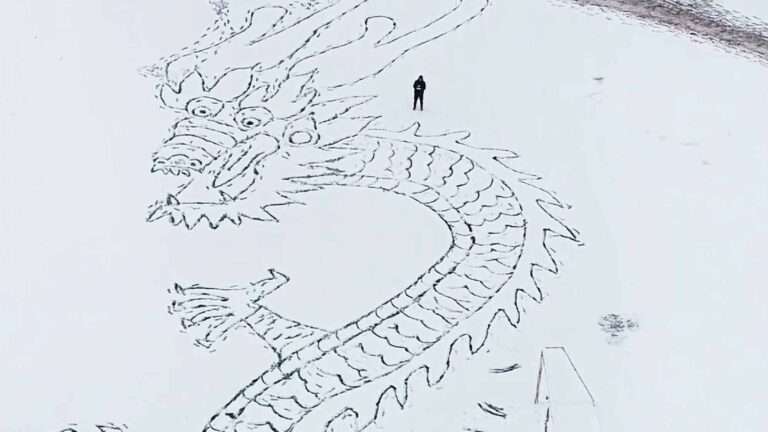 Read more about the article Chinese Artist Creates Jaw-Dropping Dragon By Walking Over Fresh Snow